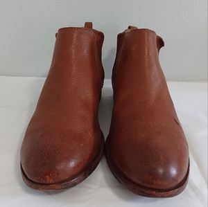 KORK-EASE brown distressed ankle boots booties Chelsea leather cognac elastic7.5